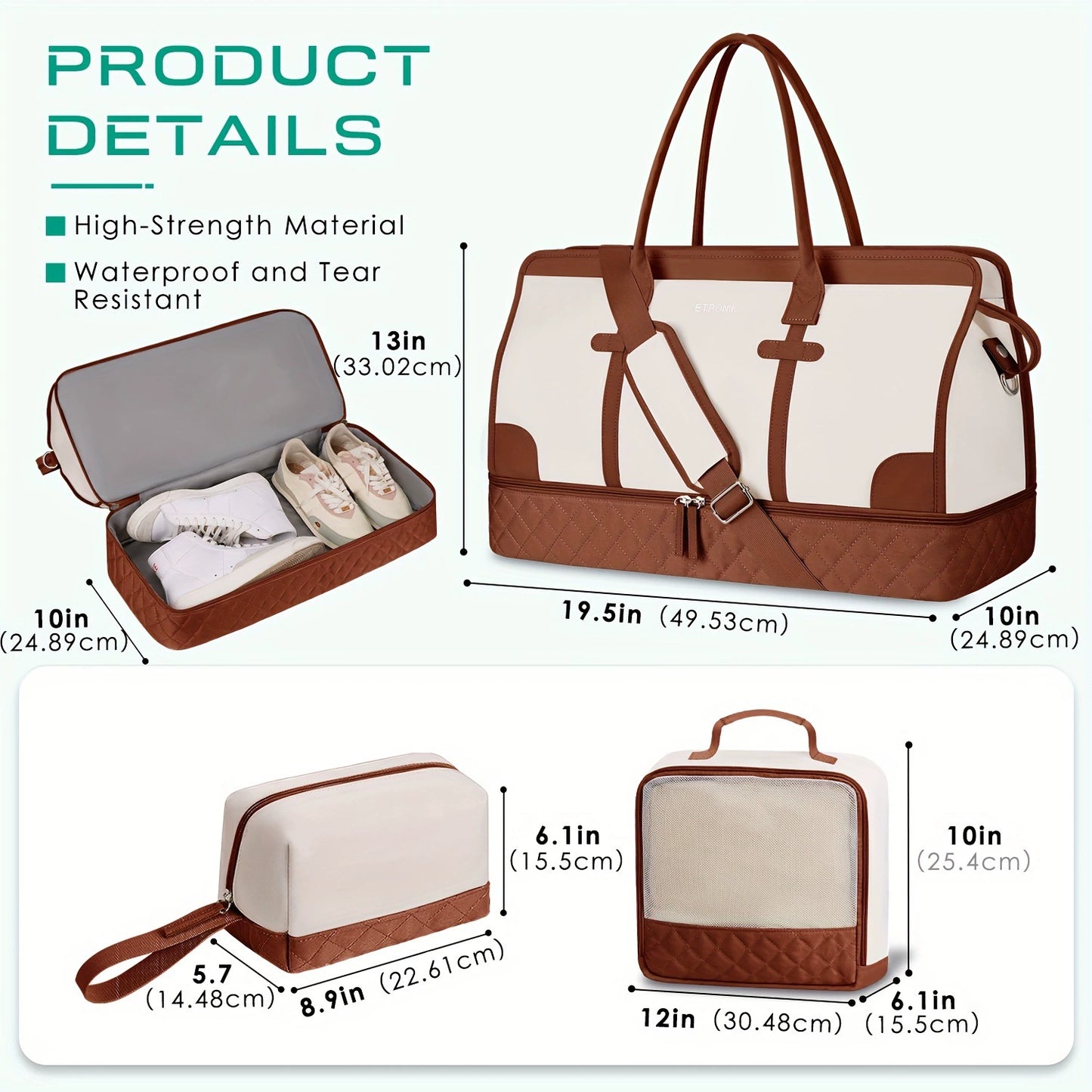 Shoulder Bag with Adjustable Straps & 2 Cup Holders
