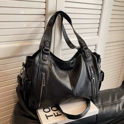 Women's Punk Style Rivet Handbag - Large Capacity Shoulder Bag for Fall & Winter