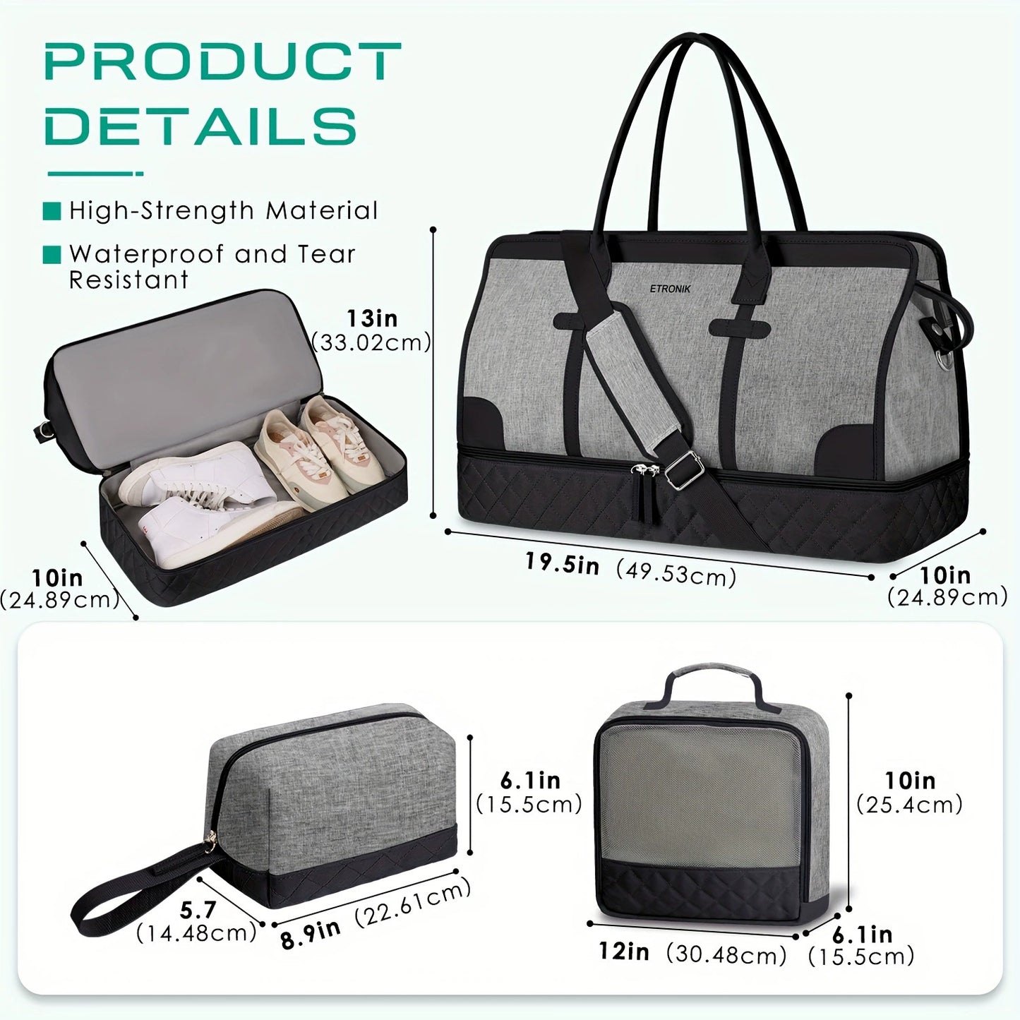 Shoulder Bag with Adjustable Straps & 2 Cup Holders