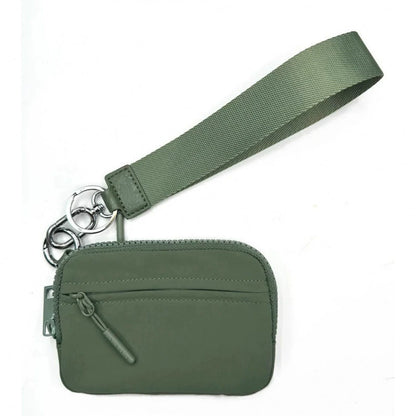 Waterproof Nylon Mini Wallet - Multi-Function Card Holder with Wrist Strap & Keychain Ring