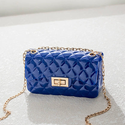 Quilted Leather Shoulder Bag - Double Flap Chain Crossbody Purse with Gold Hardware