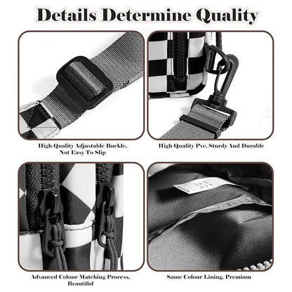 Checkered Sling Bag - Aesthetic Crossbody Chest Pack Water-Resistant Nylon Travel Bag