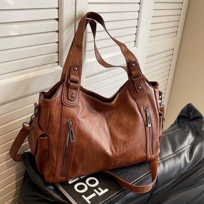Women's Punk Style Rivet Handbag - Large Capacity Shoulder Bag for Fall & Winter