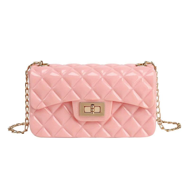 Quilted Leather Shoulder Bag - Double Flap Chain Crossbody Purse with Gold Hardware