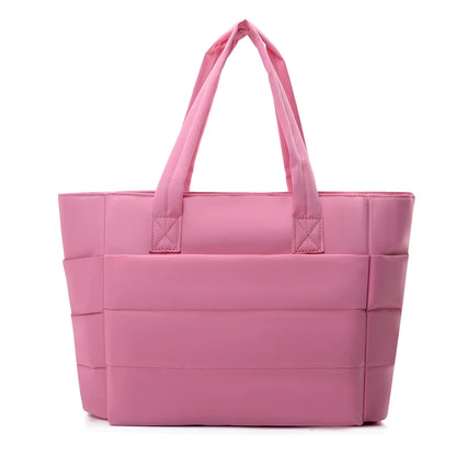 Black Quilted Large Tote Bag — Women's One-Shoulder Travel & Laptop Handbag