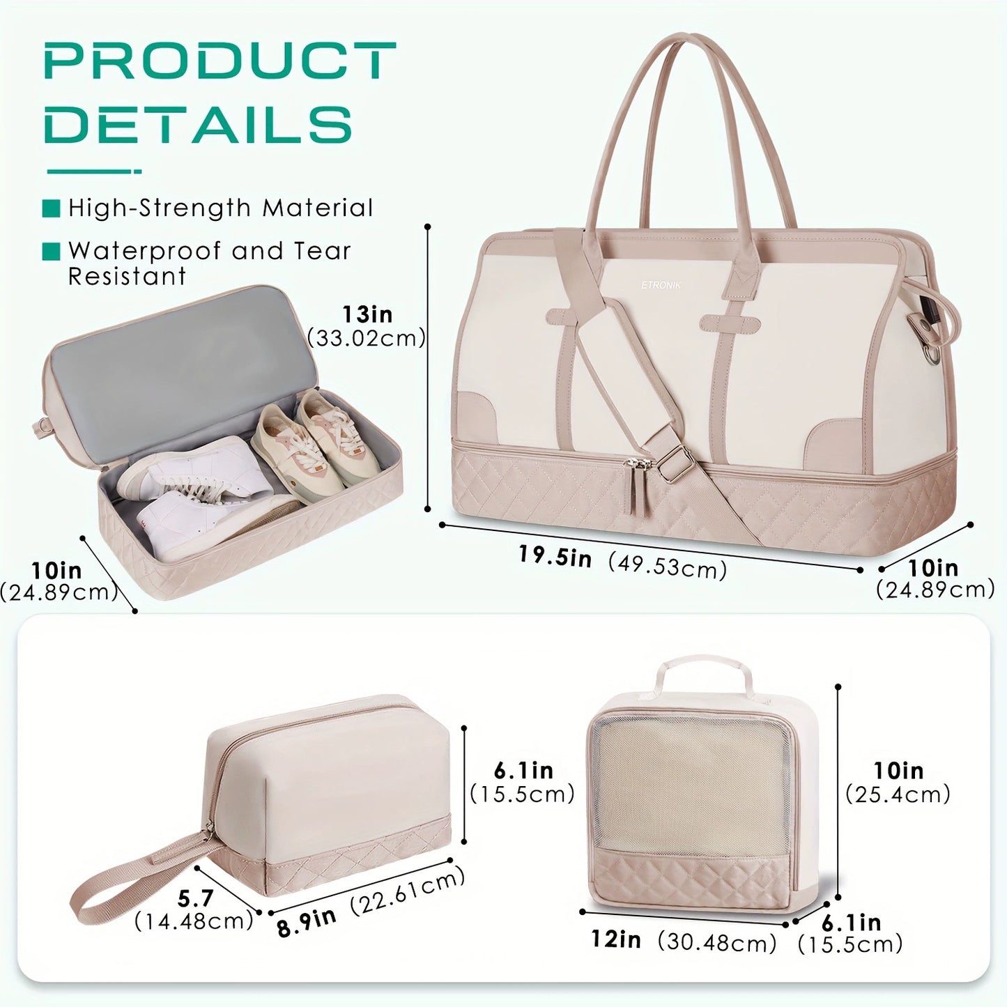 Shoulder Bag with Adjustable Straps & 2 Cup Holders