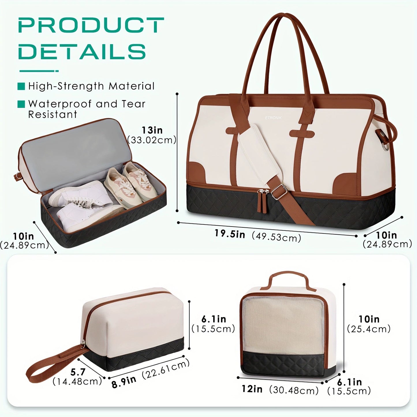 Shoulder Bag with Adjustable Straps & 2 Cup Holders