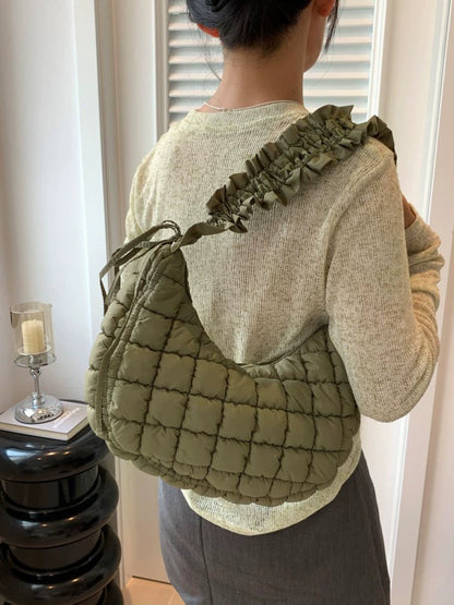Large Capacity Cloud Pleated Bag - Premium Women's Down Cotton Shoulder Messenger Bag