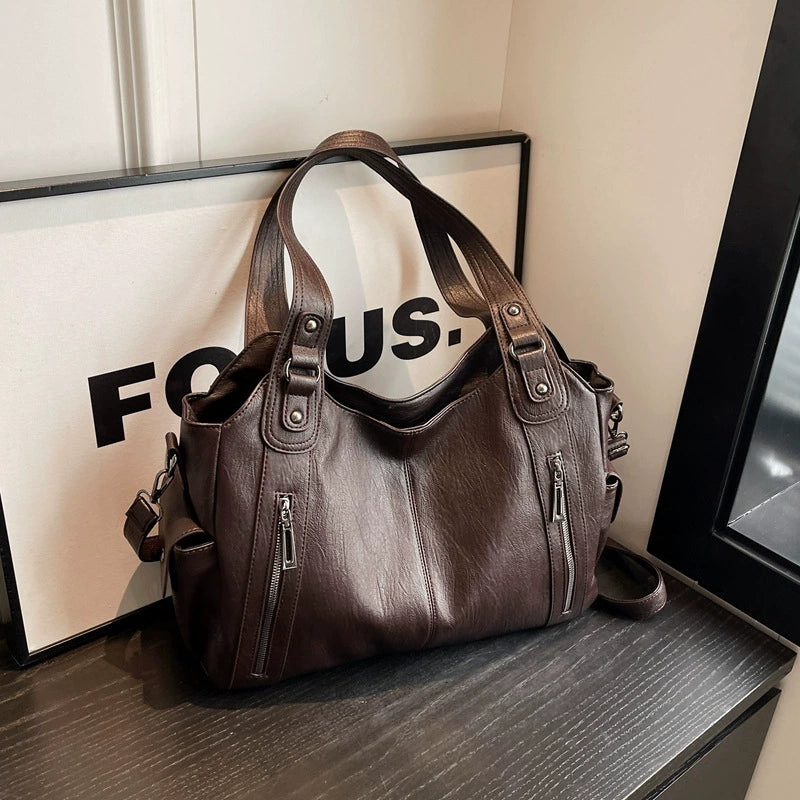 Women's Punk Style Rivet Handbag - Large Capacity Shoulder Bag for Fall & Winter