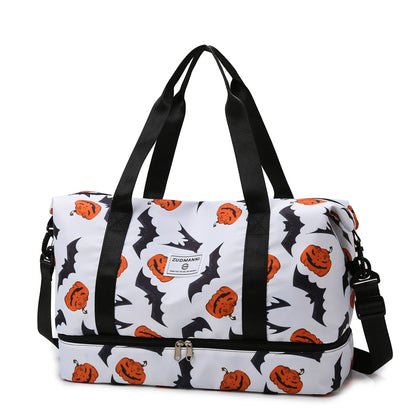 Halloween Printed Travel Bag - Large Capacity Shoulder Messenger for Business, Swimming & Fitness