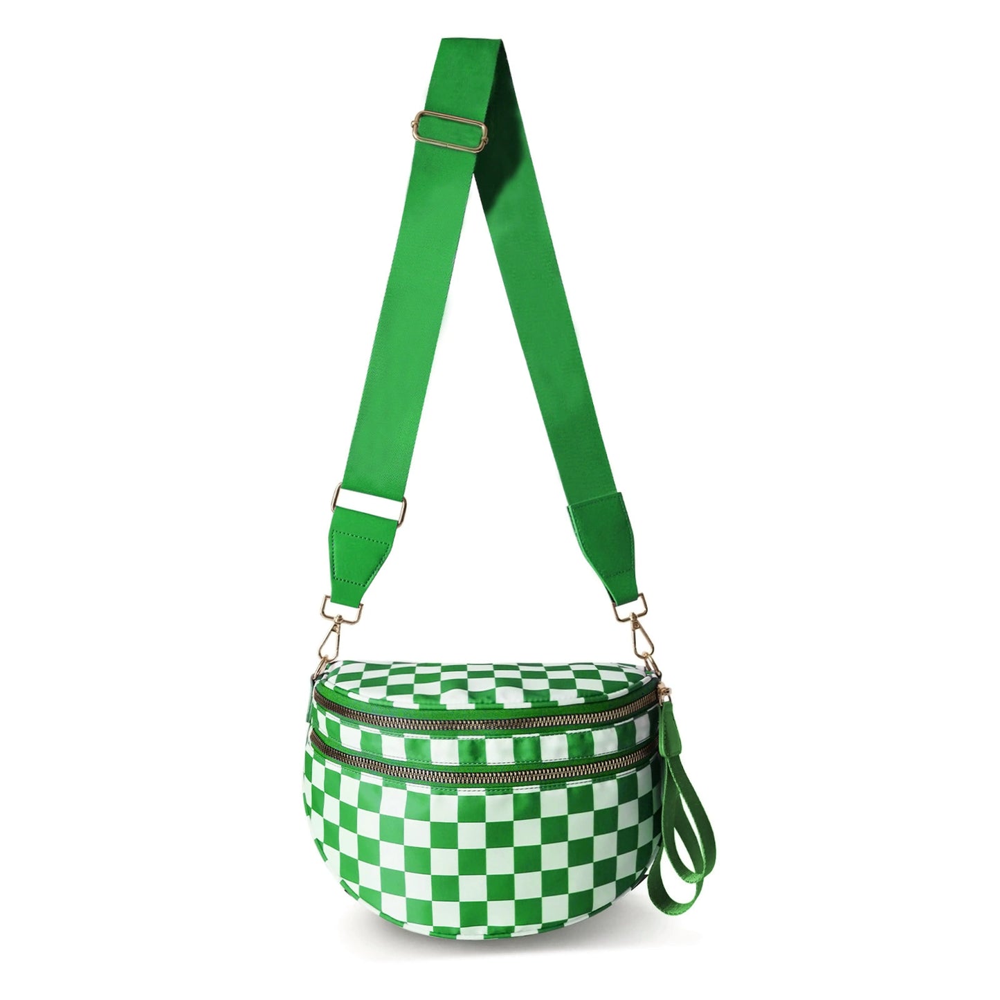 Checkered Bags Crossbody Spacious Nylon Belt Bag, Adjustable Strap, Multiple Colors