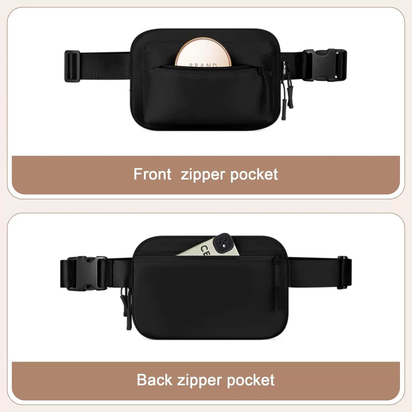 Multi-Pocket Crossbody Bag with Detachable Keychain - Premium Black Travel Organizer