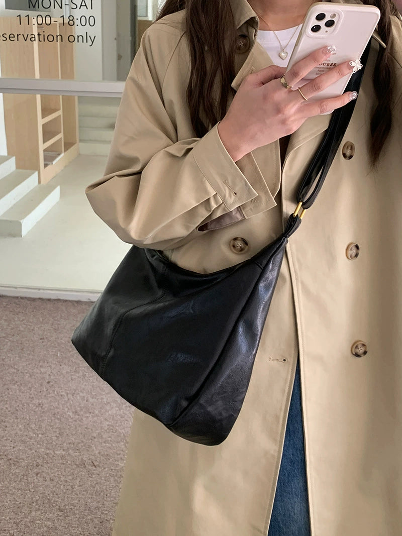 Leather Crossbody Shoulder Bag - Vintage Style Daily Commuter Handbag