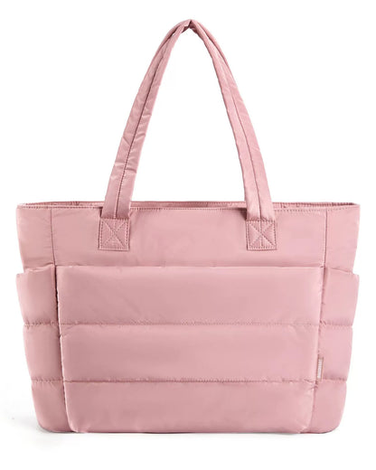 Black Quilted Large Tote Bag — Women's One-Shoulder Travel & Laptop Handbag