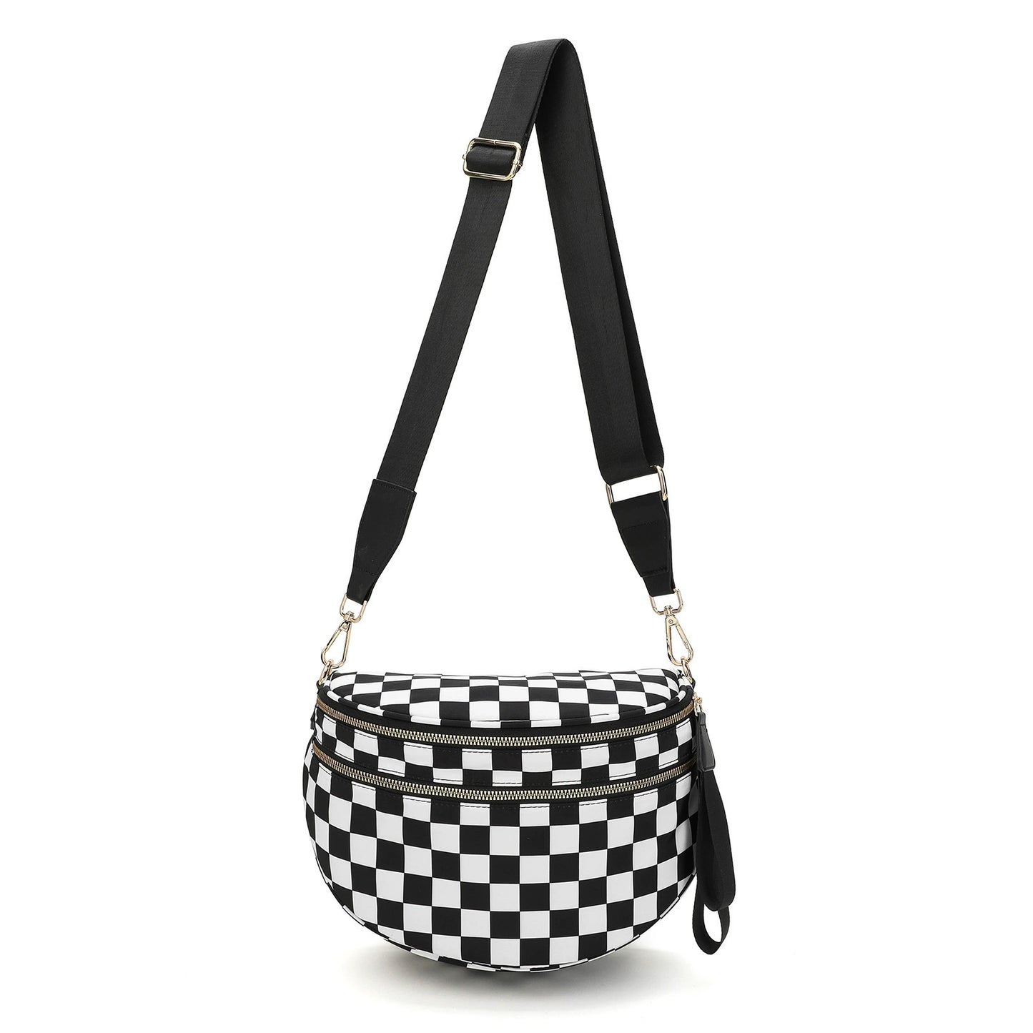 Checkered Bags Crossbody Spacious Nylon Belt Bag, Adjustable Strap, Multiple Colors