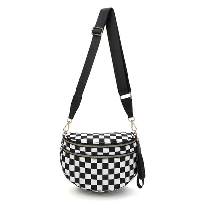 Checkered Bags Crossbody Spacious Nylon Belt Bag, Adjustable Strap, Multiple Colors