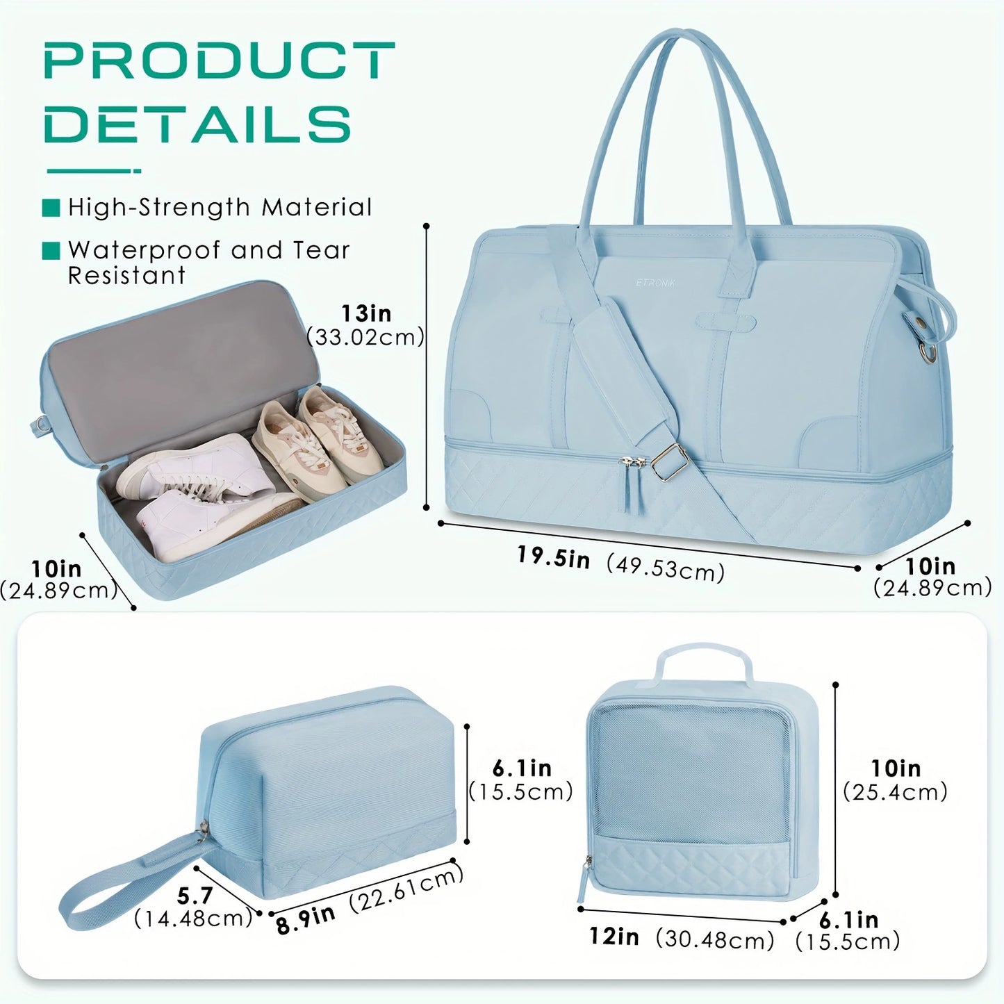 Shoulder Bag with Adjustable Straps & 2 Cup Holders
