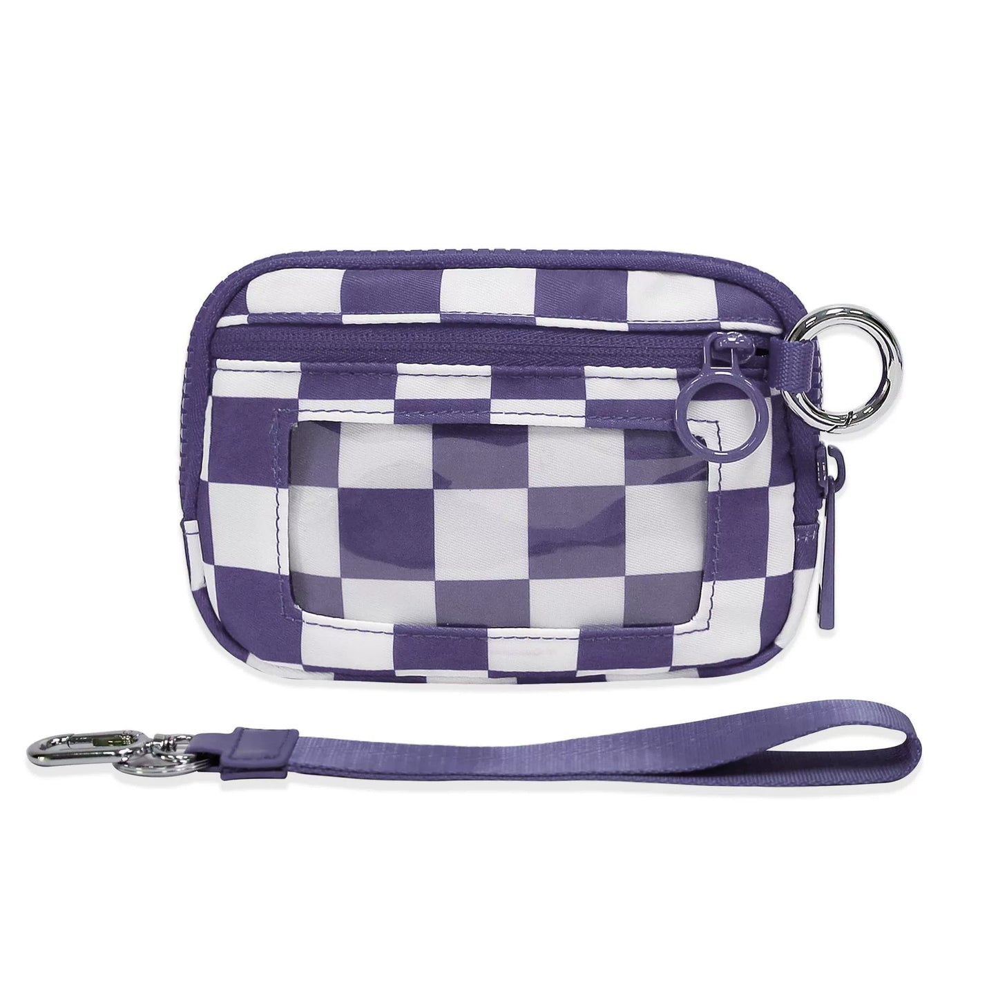 Checkered Wrist Bag - Waterproof Polyester Sports Running Pouch with Detachable Strap & Key Ring