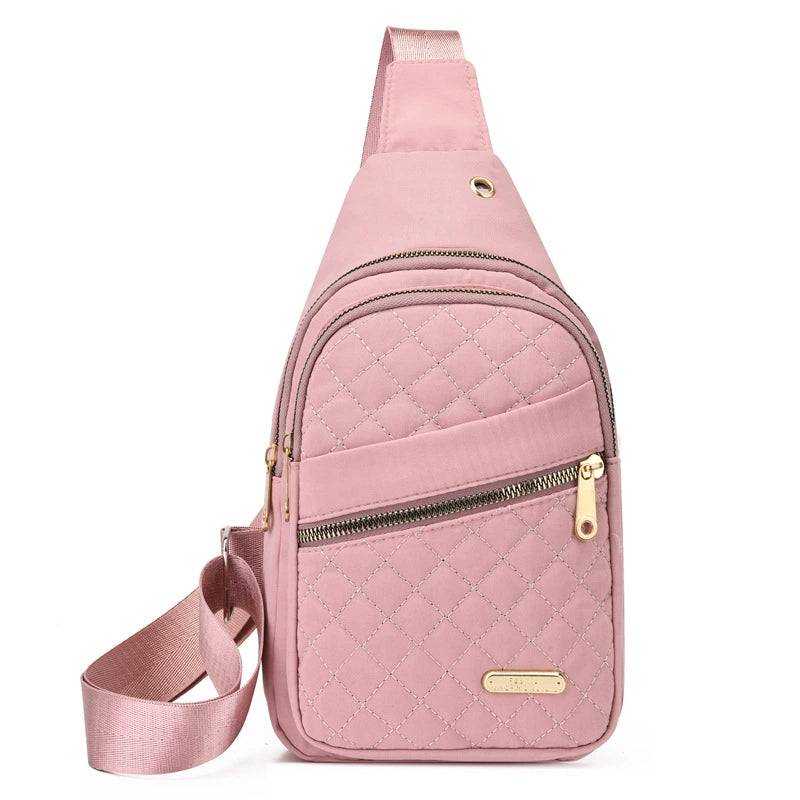 Quilted Crossbody Sling Bag - Waterproof Large Capacity Chest Pack with Adjustable Strap