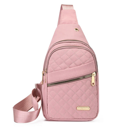 Quilted Crossbody Sling Bag - Waterproof Large Capacity Chest Pack with Adjustable Strap