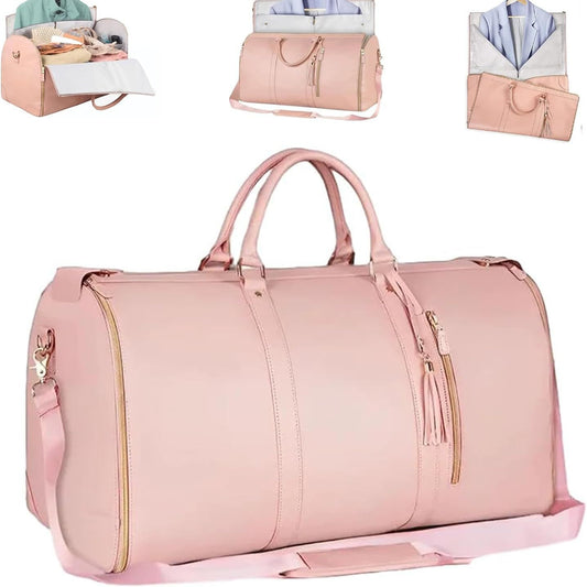 Pink Waterproof Large Travel Duffle - Women’s Portable Luggage & Hanging Trolley Bag