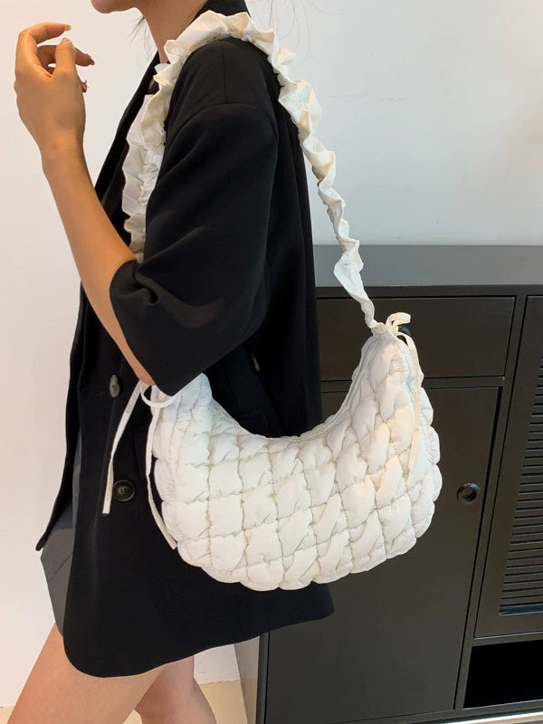 Large Capacity Cloud Pleated Bag - Premium Women's Down Cotton Shoulder Messenger Bag
