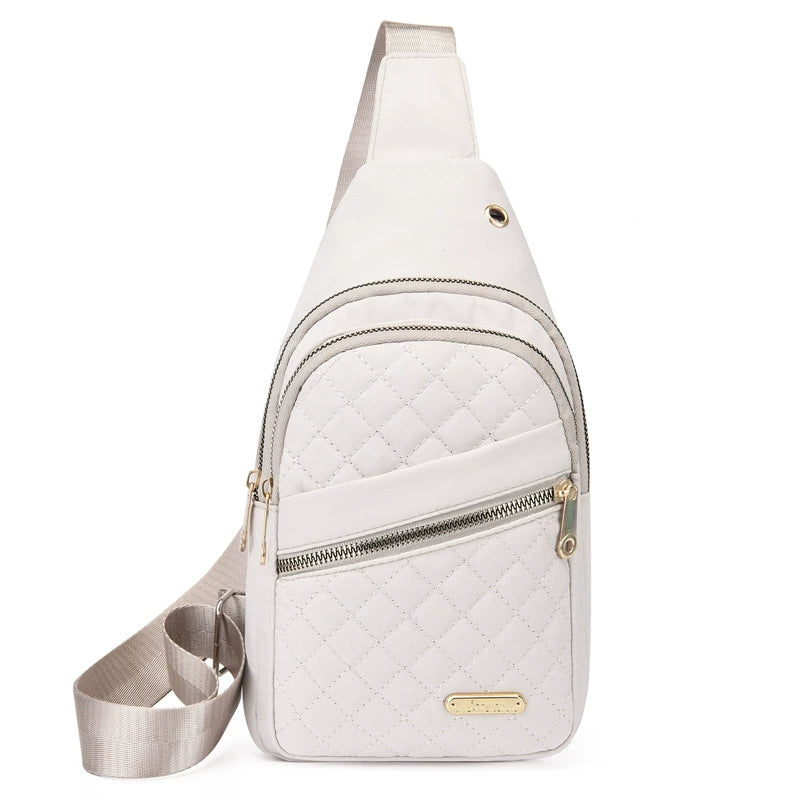 Quilted Crossbody Sling Bag - Waterproof Large Capacity Chest Pack with Adjustable Strap