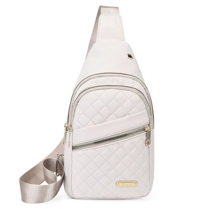 Quilted Crossbody Sling Bag - Waterproof Large Capacity Chest Pack with Adjustable Strap