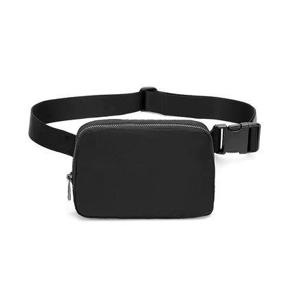 Black Lightweight Nylon Waist & Chest Bag - Splash - Proof Adjustable Running Fanny Pack
