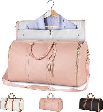 Pink Waterproof Large Travel Duffle - Women’s Portable Luggage & Hanging Trolley Bag