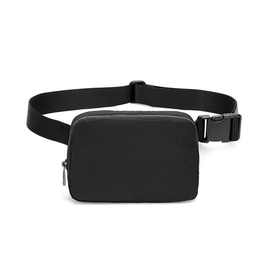 Black Lightweight Nylon Waist & Chest Bag - Splash - Proof Adjustable Running Fanny Pack