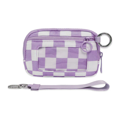 Checkered Wrist Bag - Waterproof Polyester Sports Running Pouch with Detachable Strap & Key Ring