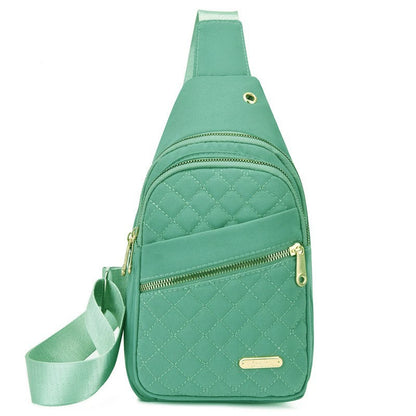 Quilted Crossbody Sling Bag - Waterproof Large Capacity Chest Pack with Adjustable Strap