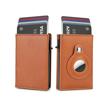Carbon Fiber Smart Wallet with AirTag Holder - RFID Blocking Men's Minimalist Card Holder with Pop-Up Mechanism