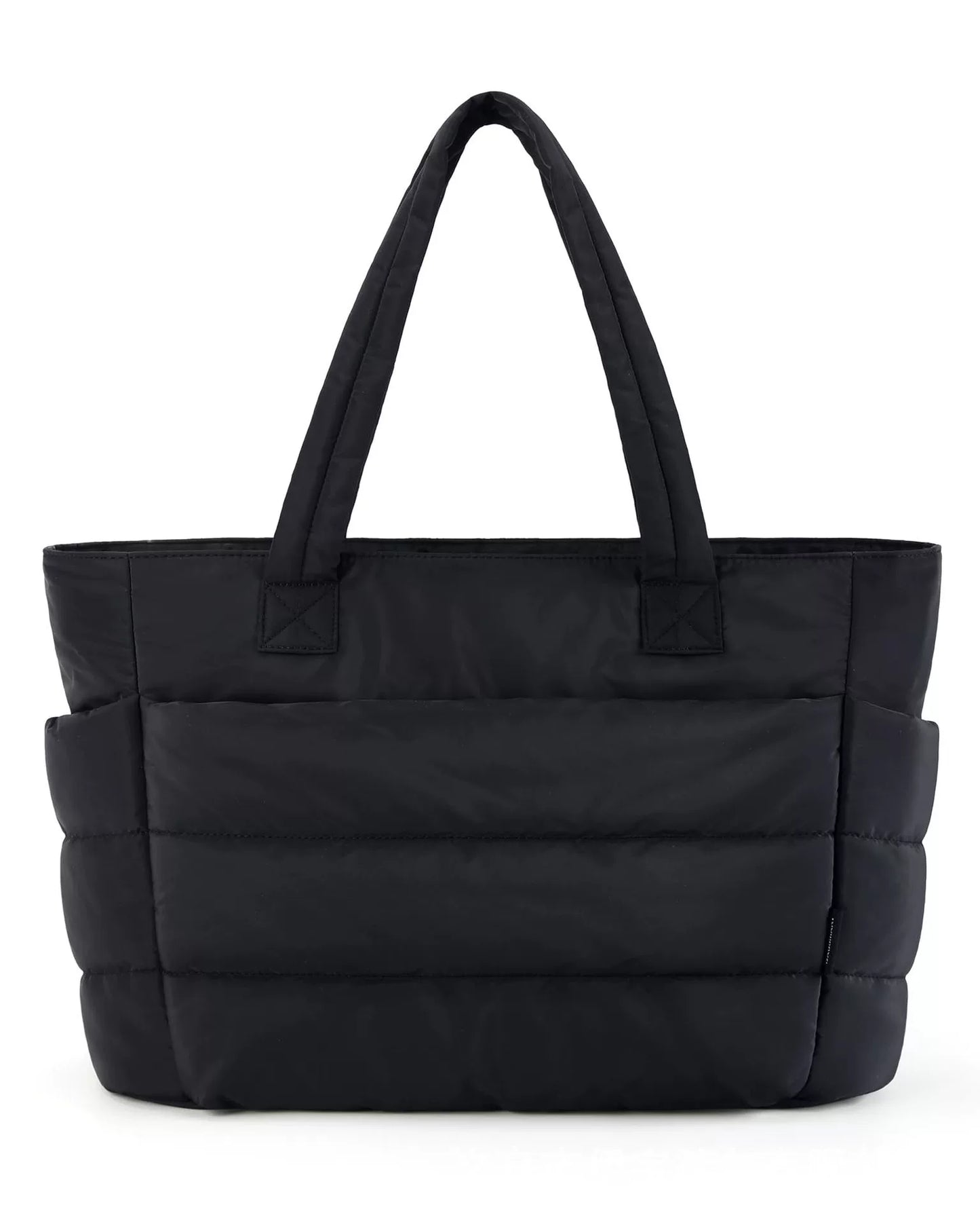 Black Quilted Large Tote Bag — Women's One-Shoulder Travel & Laptop Handbag