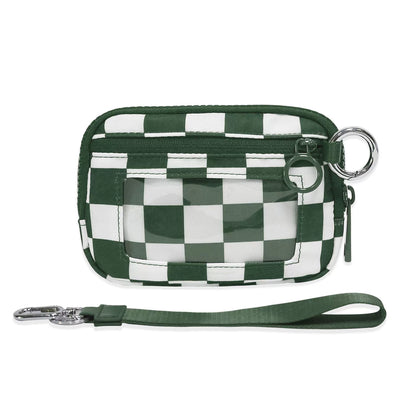 Checkered Wrist Bag - Waterproof Polyester Sports Running Pouch with Detachable Strap & Key Ring