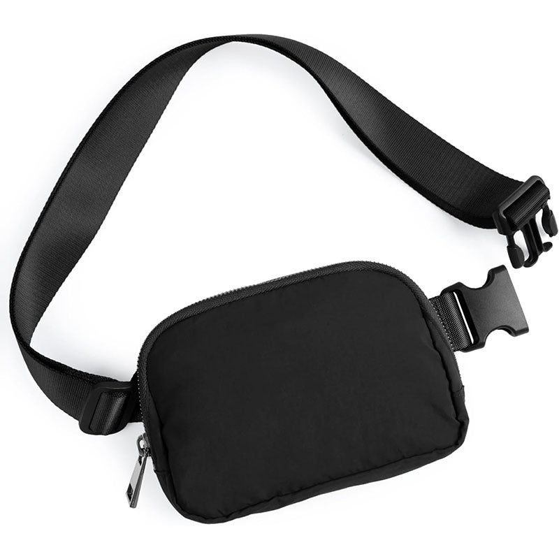 Black Lightweight Nylon Waist & Chest Bag - Splash - Proof Adjustable Running Fanny Pack
