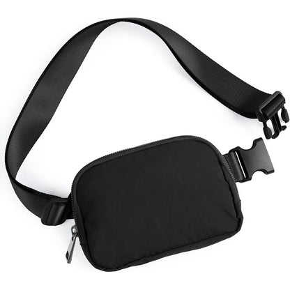 Black Lightweight Nylon Waist & Chest Bag - Splash - Proof Adjustable Running Fanny Pack