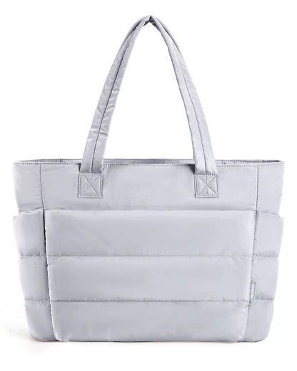 Black Quilted Large Tote Bag — Women's One-Shoulder Travel & Laptop Handbag