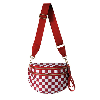 Checkered Bags Crossbody Spacious Nylon Belt Bag, Adjustable Strap, Multiple Colors