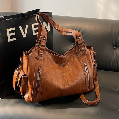 Women's Punk Style Rivet Handbag - Large Capacity Shoulder Bag for Fall & Winter