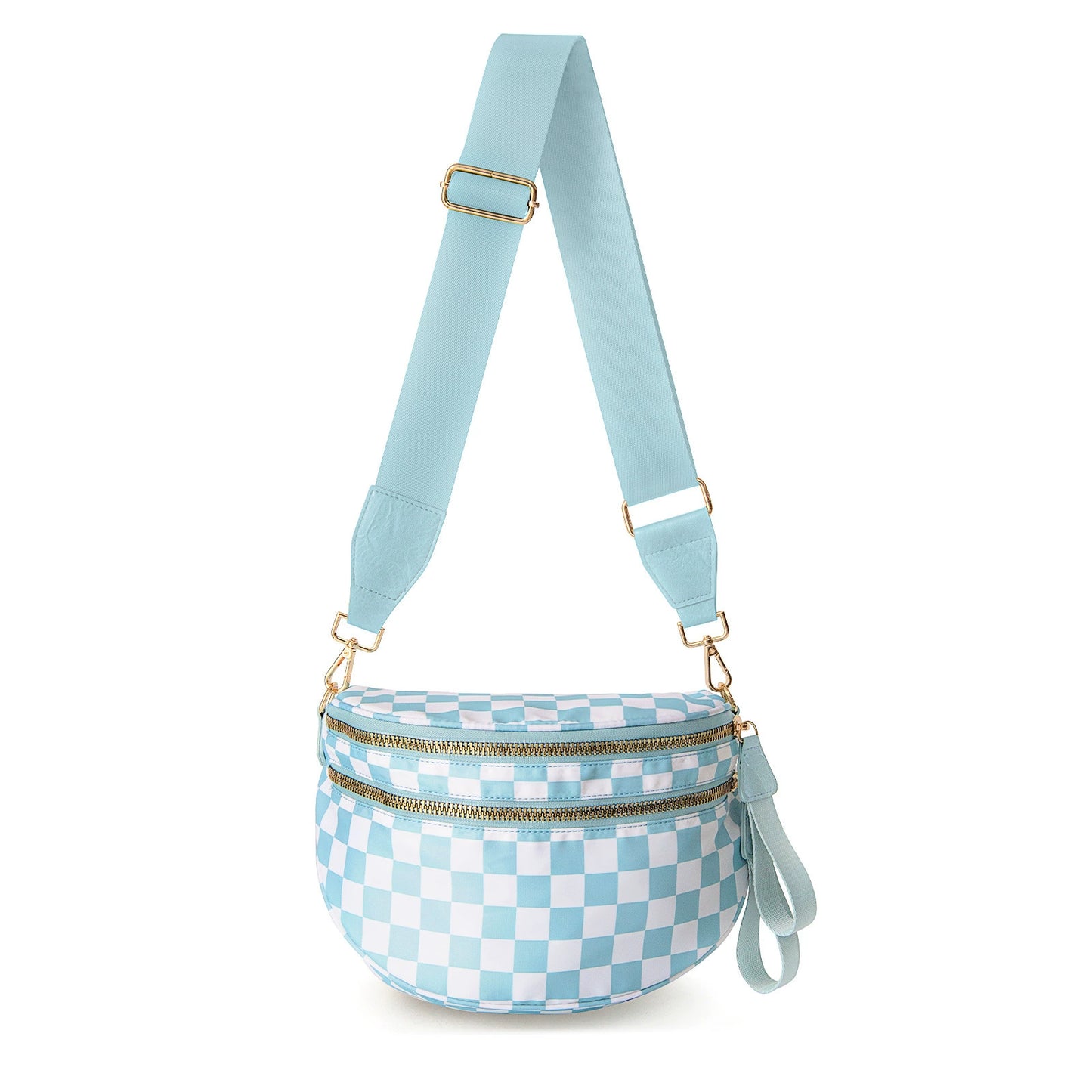 Checkered Bags Crossbody Spacious Nylon Belt Bag, Adjustable Strap, Multiple Colors
