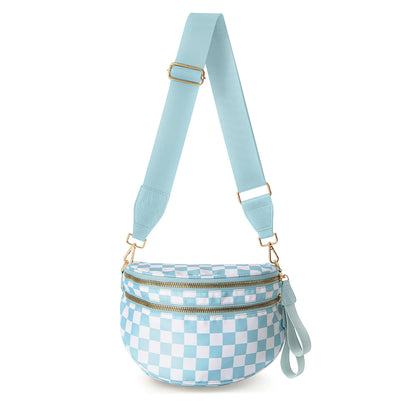 Checkered Bags Crossbody Spacious Nylon Belt Bag, Adjustable Strap, Multiple Colors