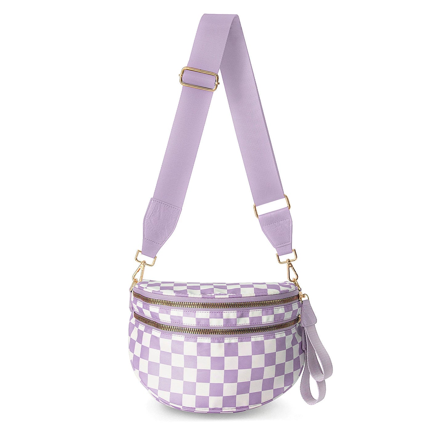 Checkered Bags Crossbody Spacious Nylon Belt Bag, Adjustable Strap, Multiple Colors