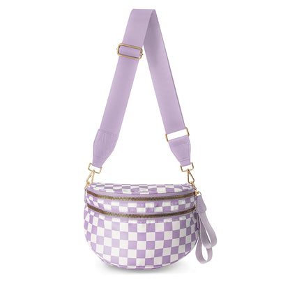 Checkered Bags Crossbody Spacious Nylon Belt Bag, Adjustable Strap, Multiple Colors