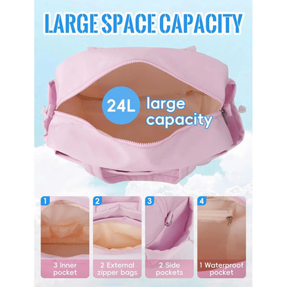 Large Capacity Travel Bag with Trolley Strap in Pink