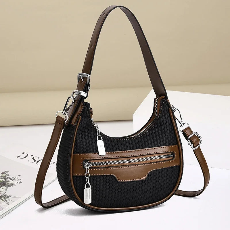 Women’s Crescent Woven Shoulder Bag