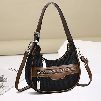 Women’s Crescent Woven Shoulder Bag
