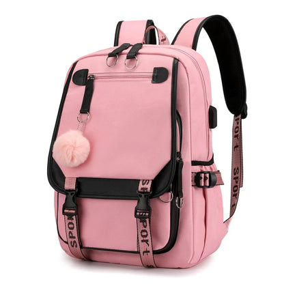 Kawaii School Backpack for Boys and Girls - Black & Pink Harajuku Style