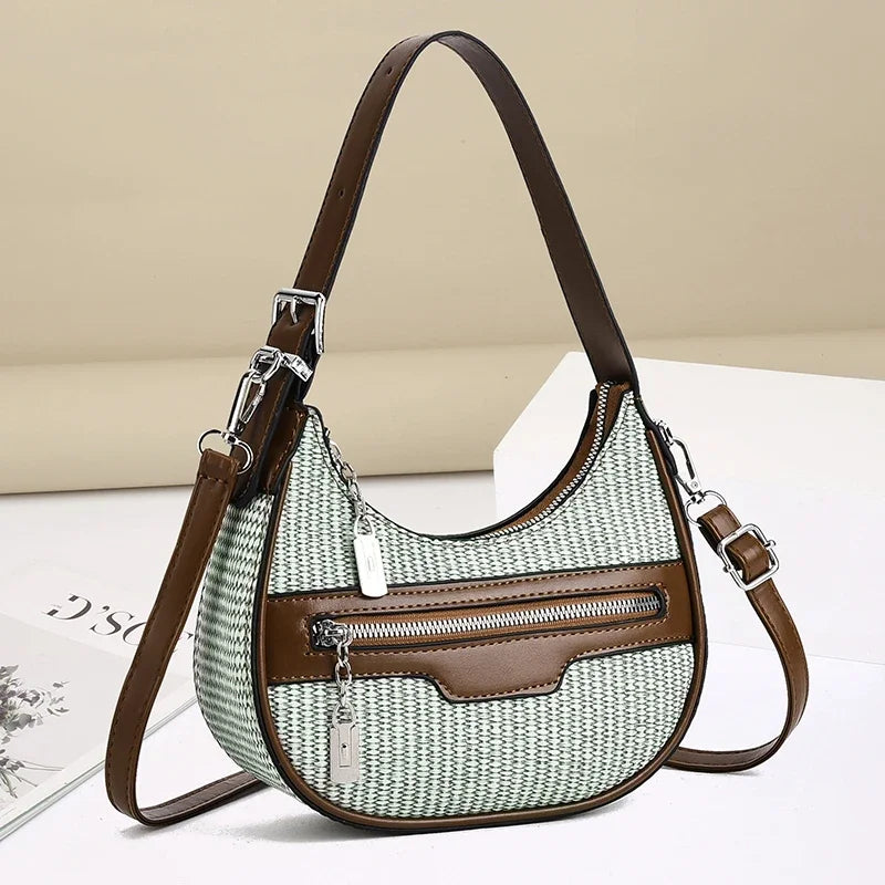 Women’s Crescent Woven Shoulder Bag